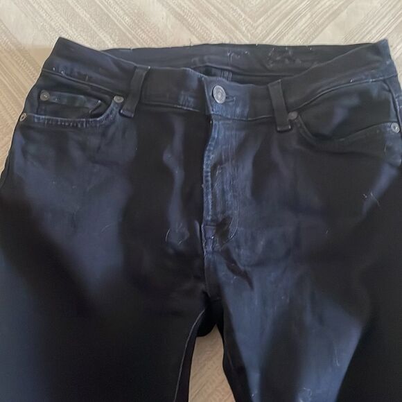 74AMK Women’s Dark Navy High Waist Straight Leg Jeans - Picture 4 of 7